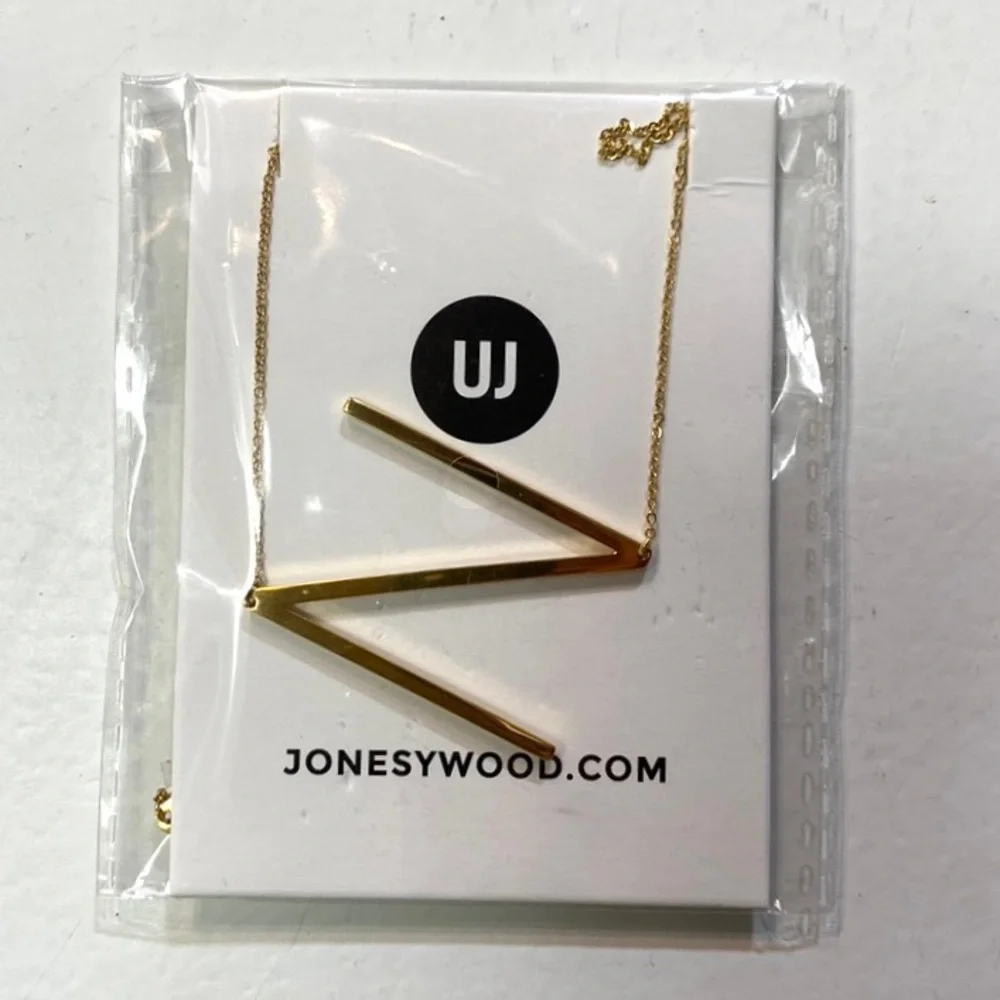 Jonesywood Alphabet “N” Initial Letter Large Gold Sideway Pendant…